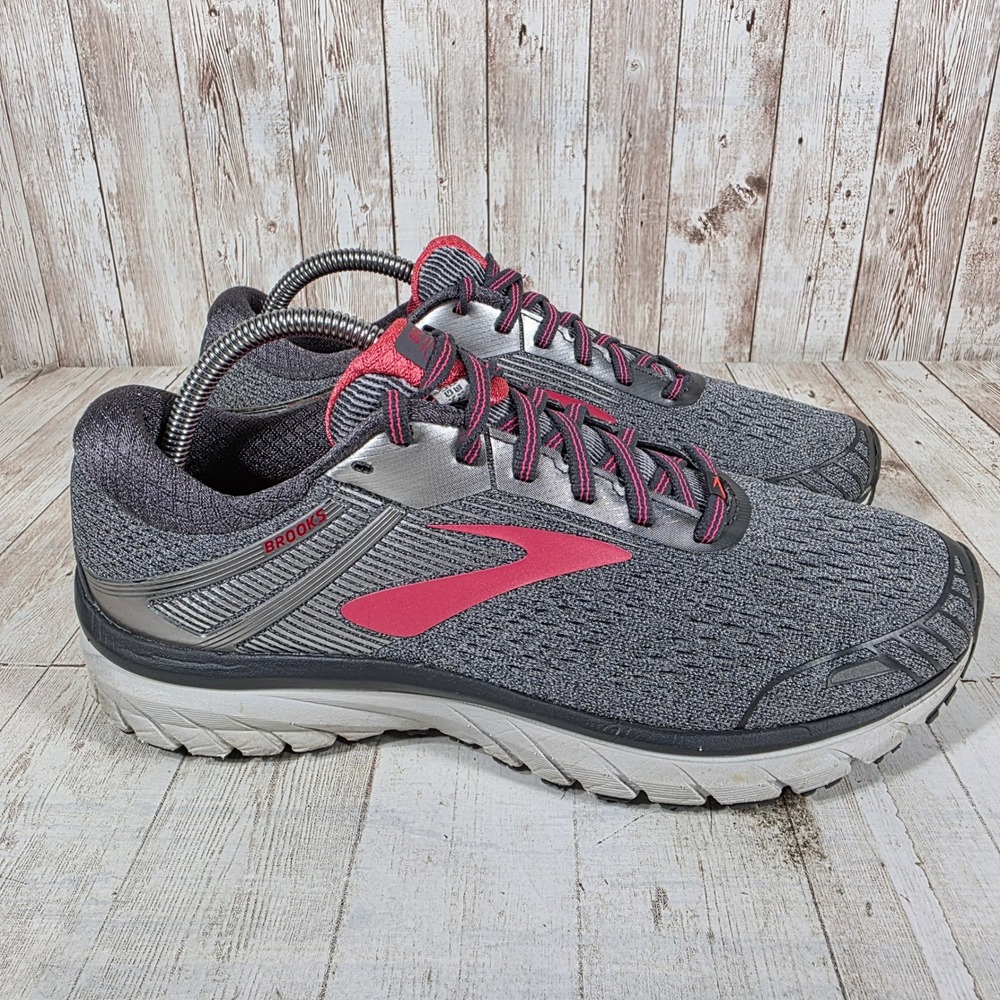 Brooks Adrenaline GTS 18 Gray Pink Running Shoes 1202681B079 Womens 10.5 B